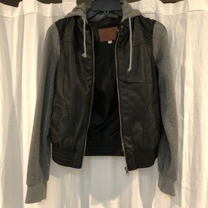 Faux Leather Hoodie